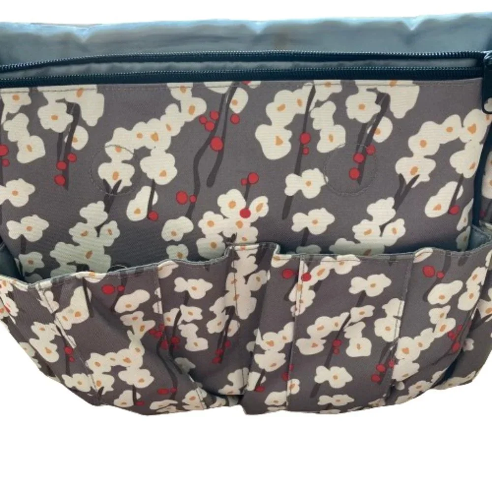 Skip Hop Deluxe Edition Diaper Bag Cherry Blossom Design Many Features EUC